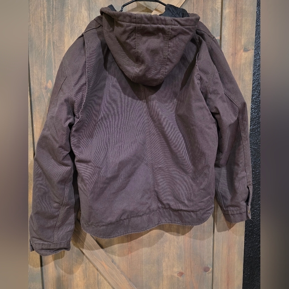 Carhartt Dark Brown Duck Arctic Quilted Lined Canvas Hooded Jacket Mens XL - Picture 5 of 6